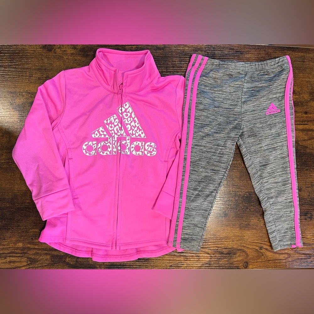 Adidas Toddler Girls 2 Pc Jacket & Leggings Set - Pink Size 24 Months